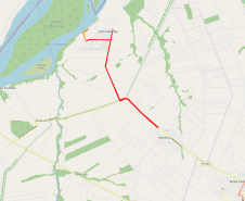 Mapa indicando estradas municipais em Marilena que serão pavimentadas