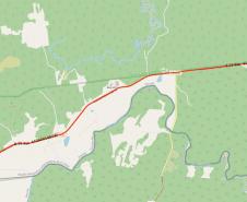 Mapa indicando trecho da PR-412 entre a divisa com Santa Catarina e Guaratuba