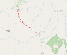 Mapa indicando trecho da duplicação da PRC-466 entre Pitanga e Turvo