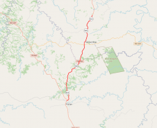 Mapa indicando trecho da PRC-466 que receberá whitetopping entre Pitanga Manoel Ribas