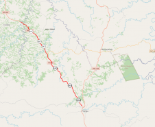 Mapa indicando os trechos das duas rodovias