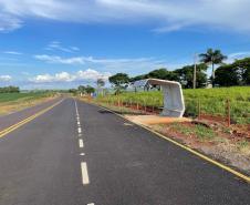 Obra de pavimentação da estrada entre Ramilândia e Santa Helena