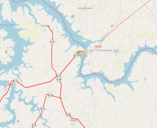 Mapa indicando localização da ponte