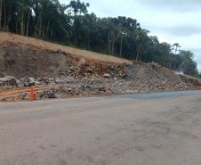 PRC-466 km 254 em Guarapuava, local da nova detonação de rochas