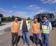 Comitiva DNIT e Goinfra em visita técnica à obra de restauração em concreto na PRC-280