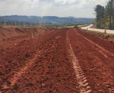 Terraplenagem na obra de restauração em concreto da PR-151 entre Ponta Grossa e Palmeira