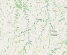 Mapa indicando os trechos que serão pavimentados