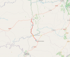 Mapa da PR-427 indicando a ponte do Rio da Várzea entre a Lapa e Campo do Tenente