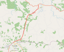 Mapa indicando trecho da PRC-158 entre Vitorino e Santa Catarina