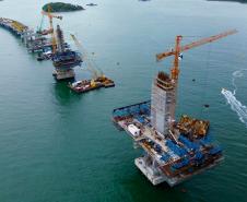 Obras da Ponte de Guaratuba em agosto 2025