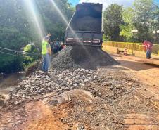 PR-364 recuperação de acesso ponte Rio Juquiá em Goioxim
