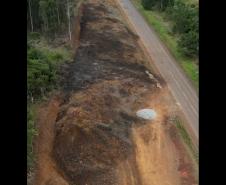 Detonação de rochas na PRC-466 entre Turvo e Palmeirinha