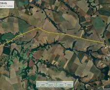 Mapa indicando a estrada de ligação entre Mamborê e o distrito Guarani