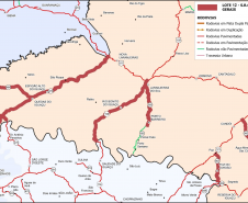 Mapa dos trechos do Lote 12 do ProMAC