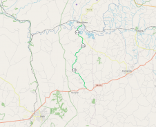 Mapa indicando trecho da Rodovia da Maçã entre Balsa Nova e Mariental