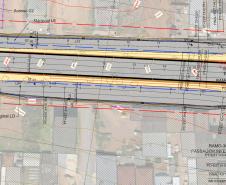 Folha do projeto geométrico da obra - novo viaduto
