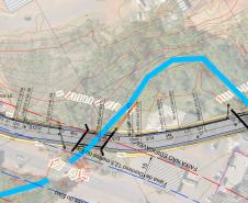 Folha do projeto geométrico da obra - marginal e pontes