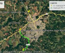 PR-170 em Guarapuava - mapa do trecho de duplicação