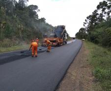 recapeamento da rodovia PR-170, trecho Entr. BR-153(Jangada do Sul) - Bituruna. Executados 25 km do total de 46,27 km.  -  Curitiba, 02/04/2019  -  Foto: Divulgação DER/SEIL