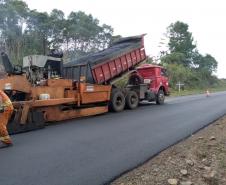 recapeamento da rodovia PR-170, trecho Entr. BR-153(Jangada do Sul) - Bituruna. Executados 25 km do total de 46,27 km.  -  Curitiba, 02/04/2019  -  Foto: Divulgação DER/SEIL