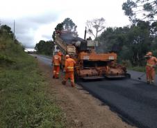 recapeamento da rodovia PR-170, trecho Entr. BR-153(Jangada do Sul) - Bituruna. Executados 25 km do total de 46,27 km.  -  Curitiba, 02/04/2019  -  Foto: Divulgação DER/SEIL