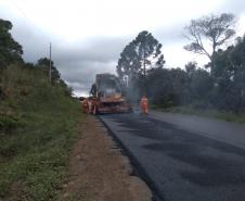 recapeamento da rodovia PR-170, trecho Entr. BR-153(Jangada do Sul) - Bituruna. Executados 25 km do total de 46,27 km.  -  Curitiba, 02/04/2019  -  Foto: Divulgação DER/SEIL