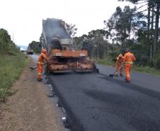 recapeamento da rodovia PR-170, trecho Entr. BR-153(Jangada do Sul) - Bituruna. Executados 25 km do total de 46,27 km.  -  Curitiba, 02/04/2019  -  Foto: Divulgação DER/SEIL