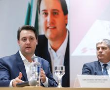 O governador Carlos Massa Ratinho Junior participa de reunião com associados do Sinduscon-PR nesta terça-feira (7) apresentando um balanço dos 120 dias de gestão do Estado. Curitiba, 07/05/2019 - Foto: Rodrigo Felix Leal/ANPr