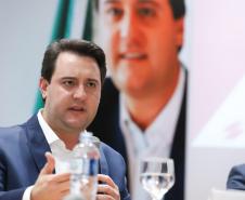 O governador Carlos Massa Ratinho Junior participa de reunião com associados do Sinduscon-PR nesta terça-feira (7) apresentando um balanço dos 120 dias de gestão do Estado. Curitiba, 07/05/2019 - Foto: Rodrigo Felix Leal/ANPr