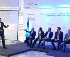 O secretário de Estado de Infraestrutura e Logística, Sandro Alex, participou da inauguração e falou sobre as iniciativas em andamento para melhorar a infraestrutura e reforçar o polo turístico de Foz do Iguaçu.  -  Foz do Iguaçu, 28/06/2019  -  Foto: Divulgação