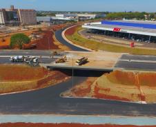 As obras de adequação do cruzamento entre a BR-277 e a Avenida Costa e Silva, em Foz do Iguaçu, que incluem a construção de um novo viaduto, estão quase concluídas. Prevista para ser finalizada em abril de 2020, a obra deve ser entregue nas próximas semanas.Foto: Divulgação/SEIL