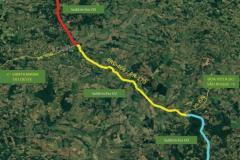 Mapa detalhando os trechos que receberão obras