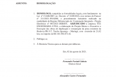 Despacho homologando resultado da licitação