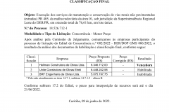 Aviso da classificação final