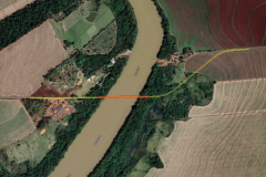 Mapa indicando geometria da ponte e acessos
