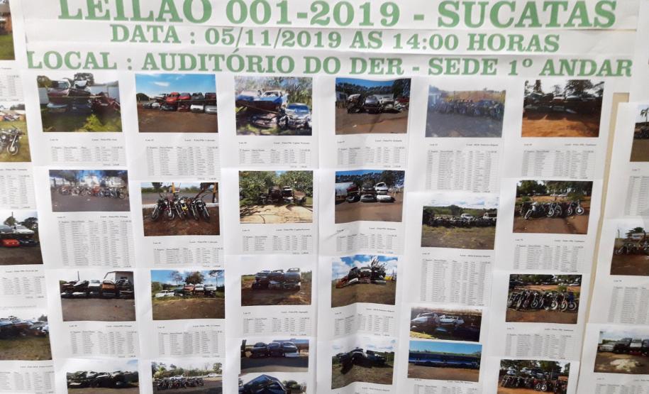 Edital de leilão de sucatas de veículos automotores