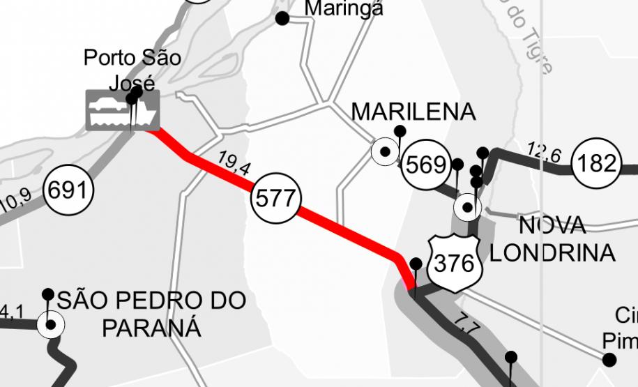 Mapa de trecho da PR-577