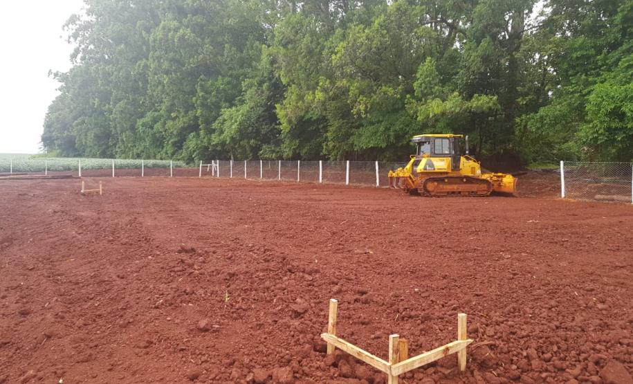 Canteiro de obras da nova trincheira em Santa Terezinha de Itaipu