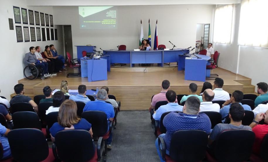 Audiência pública realizada no auditório da Câmara de Vereadores de Doutor Camargo