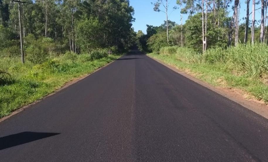 Serviços de microrrevestimento na PR-182, foto Depois