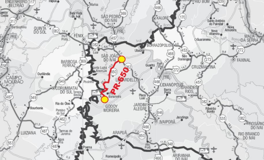 PR-650, entre São João do Ivaí e Godoy Moreira