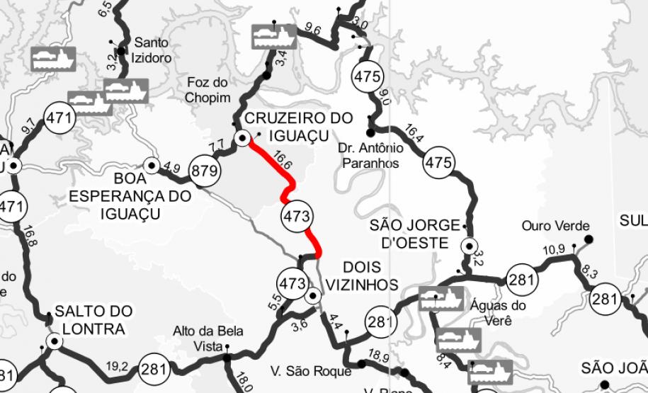 Mapa do trecho sendo atendido