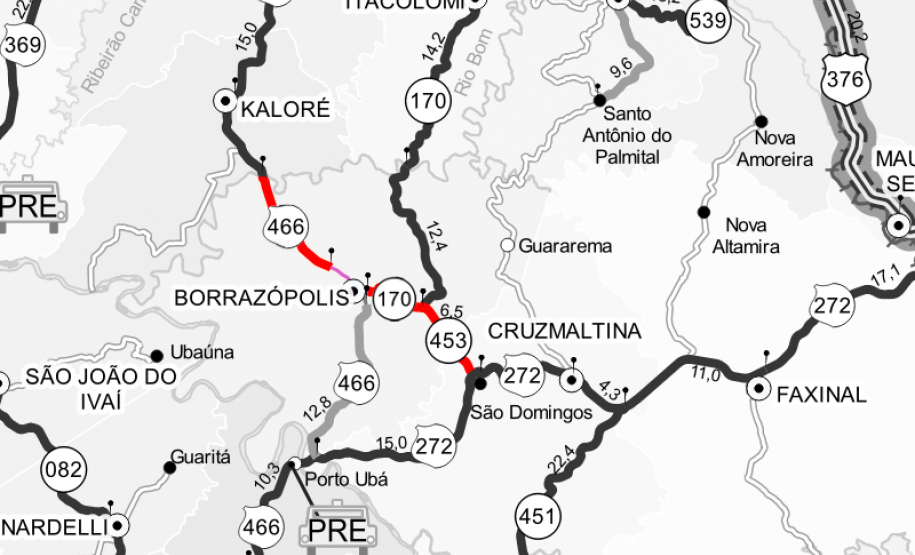 Serviços de conservação em rodovias de Borrazópolis