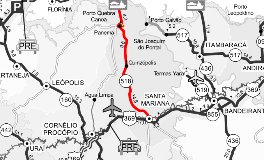 Mapa da PR-518