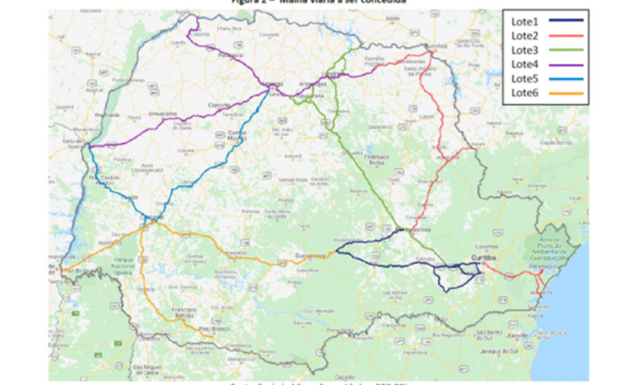 Mapa das novas concessões