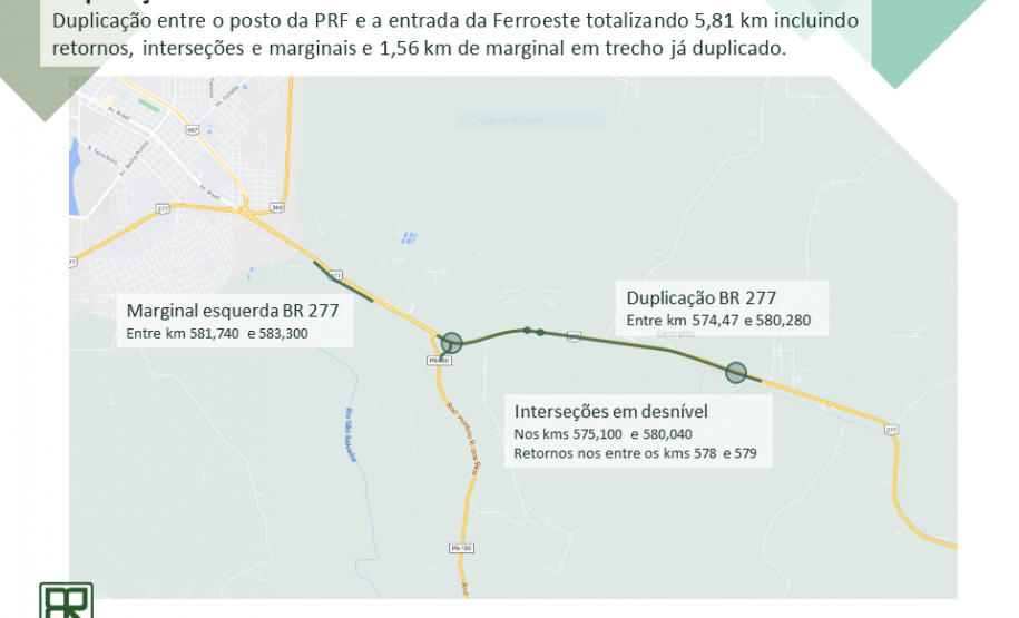 Mapa indicando as obras que serão realizadas