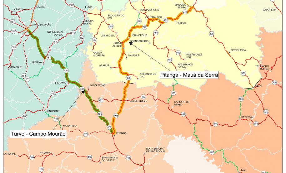 Mapa da restauração e ampliação do Eixo Estruturante