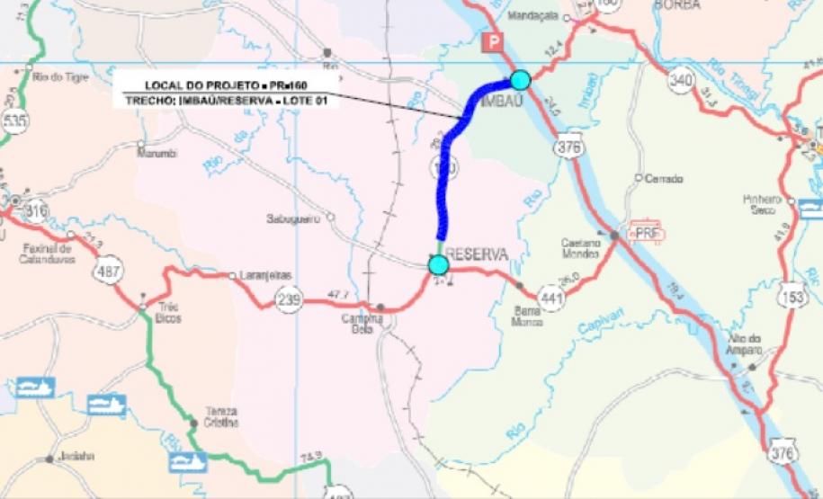 Mapa da pavimentação Imbaú - Reserva