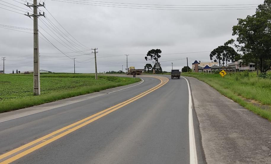 Trecho da PR-340, em Castro, após serviços de conservação