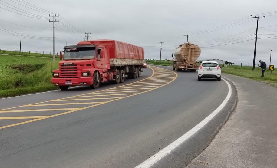 Trecho da PR-340, em Castro, após serviços de conservação